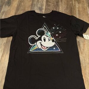 Disney Mickey Mouse Black Tee with rhinestuds